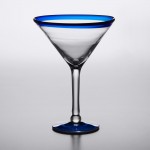 Acopa Tropic 15 oz. Martini Glass with Blue Rim and Base - 12/Case