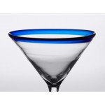 Acopa Tropic 15 oz. Martini Glass with Blue Rim and Base - 12/Case
