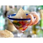 Acopa Tropic 15 oz. Martini Glass with Blue Rim and Base - 12/Case