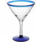 Acopa Tropic 15 oz. Martini Glass with Blue Rim and Base - 12/Case