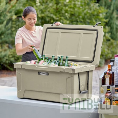 CaterGator CG65TAN Tan 65 Qt. Rotomolded Outdoor Cooler / Ice Chest