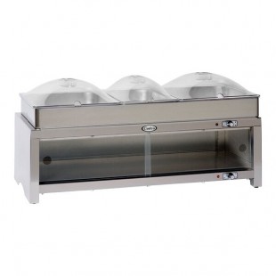 Cadco CMLB-CSLP Countertop Warming Cabinet with Buffet Server Top and Clear Lids - 120V Cadco CMLB-CSLP Countertop Warming Cabinet with Buffet Server Top and Clear Lids - 120V