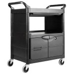 Rubbermaid® FG345700BLA Black Utility Cart with Lockable Doors and Sliding Drawer Rubbermaid® FG345700BLA Black Utility Cart with Lockable Doors and Sliding Drawer