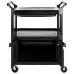 Rubbermaid® FG345700BLA Black Utility Cart with Lockable Doors and Sliding Drawer Rubbermaid® FG345700BLA Black Utility Cart with Lockable Doors and Sliding Drawer