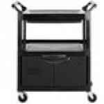 Rubbermaid® FG345700BLA Black Utility Cart with Lockable Doors and Sliding Drawer Rubbermaid® FG345700BLA Black Utility Cart with Lockable Doors and Sliding Drawer