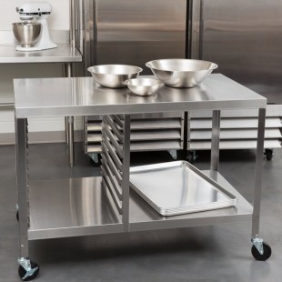 Lakeside 130 Stainless Steel Work Table with Sheet Pan Storage and Lower Shelf - 48 Lakeside 130 Stainless Steel Work Table with Sheet Pan Storage and Lower Shelf - 48