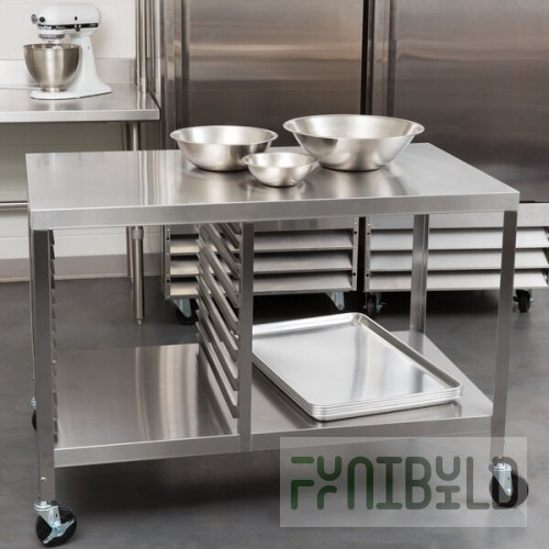 Lakeside 130 Stainless Steel Work Table with Sheet Pan Storage and Lower Shelf - 48