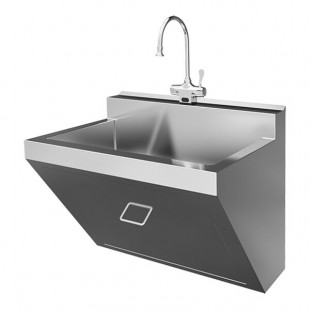 Sani-Lav S80B Stainless Steel Wall-Mount Surgeon Scrub Sink with Battery-Powered 2 GPM Sensor Faucet