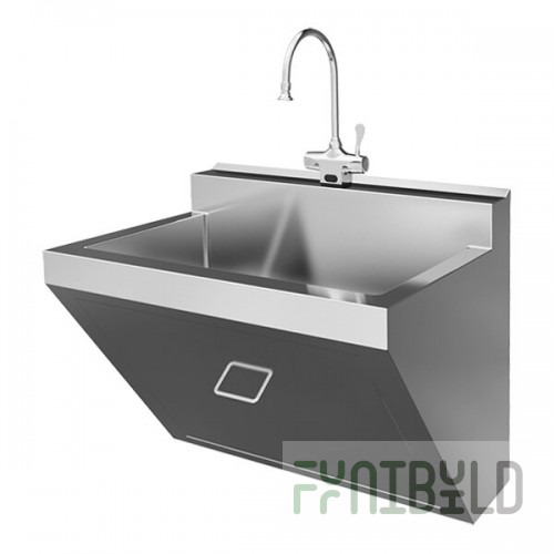 Sani-Lav S80B Stainless Steel Wall-Mount Surgeon Scrub Sink with Battery-Powered 2 GPM Sensor Faucet
