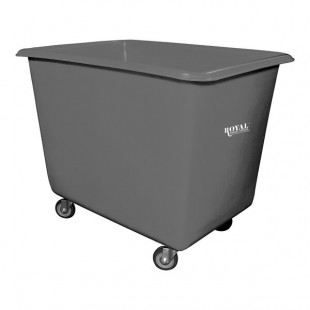 Royal Basket Trucks 10 Cu. Ft. Gray Poly Truck with Steel Base and 2 Rigid / 2 Swivel Casters R08-GRX-PGC-4UNN