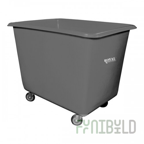Royal Basket Trucks 10 Cu. Ft. Gray Poly Truck with Steel Base and 2 Rigid / 2 Swivel Casters R08-GRX-PGC-4UNN