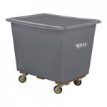 Royal Basket Trucks 10 Cu. Ft. Gray Poly Truck with Steel Base and 2 Rigid / 2 Swivel Casters R08-GRX-PGC-4UNN