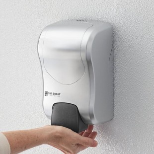 San Jamar SF970SS Summit Rely Silver Manual Foam Hand Soap and Sanitizer Dispenser - 5 3/16 San Jamar SF970SS Summit Rely Silver Manual Foam Hand Soap and Sanitizer Dispenser - 5 3/16
