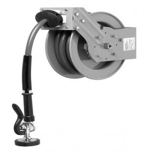 T&S B-7212-01M 15' Open Epoxy Coated Steel Hose Reel with B-0107 Spray Valve