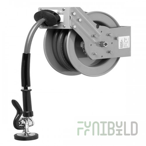 T&S B-7212-01M 15' Open Epoxy Coated Steel Hose Reel with B-0107 Spray Valve