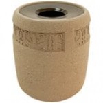Wausau Tile TF1185 Westlake 42 Gallon Concrete Round Trash Can with Aluminum Funnel Top Wausau Tile TF1185 Westlake 42 Gallon Concrete Round Trash Can with Aluminum Funnel Top