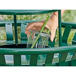 Lancaster Table & Seating 36 Gallon Heavy-Duty Round Green Steel Slatted Outdoor Trash Can with Rain Bonnet Lid
