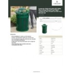 Lancaster Table & Seating 36 Gallon Heavy-Duty Round Green Steel Slatted Outdoor Trash Can with Rain Bonnet Lid