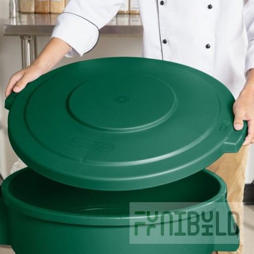 Carlisle 84103309 Bronco 32 Gallon Green Flat Round Trash Can Lid