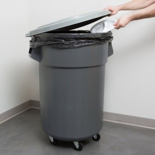 Continental Huskee 44 Gallon Gray Round Trash Can, Lid, and Dolly Kit Continental Huskee 44 Gallon Gray Round Trash Can, Lid, and Dolly Kit