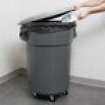 Continental Huskee 44 Gallon Gray Round Trash Can, Lid, and Dolly Kit Continental Huskee 44 Gallon Gray Round Trash Can, Lid, and Dolly Kit