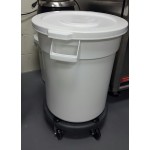 Continental Huskee 44 Gallon Gray Round Trash Can, Lid, and Dolly Kit Continental Huskee 44 Gallon Gray Round Trash Can, Lid, and Dolly Kit