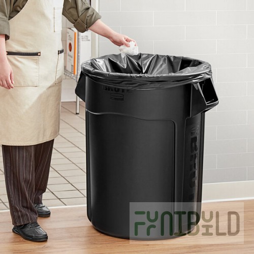 Rubbermaid® 1779739 BRUTE 55 Gallon Black Executive Round Trash Can