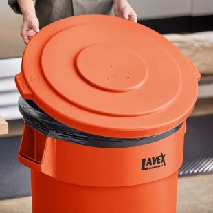 Lavex 55 Gallon Orange Round High Visibility Commercial Trash Can Lid Lavex 55 Gallon Orange Round High Visibility Commercial Trash Can Lid
