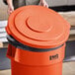Lavex 55 Gallon Orange Round High Visibility Commercial Trash Can Lid