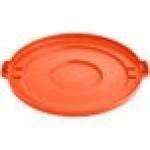 Lavex 55 Gallon Orange Round High Visibility Commercial Trash Can Lid