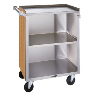Lakeside 810LM 3 Shelf Medium Duty Stainless Steel Utility Cart with Enclosed Base and Light Maple Finish - 16 7/8 Lakeside 810LM 3 Shelf Medium Duty Stainless Steel Utility Cart with Enclosed Base and Light Maple Finish - 16 7/8