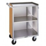 Lakeside 810LM 3 Shelf Medium Duty Stainless Steel Utility Cart with Enclosed Base and Light Maple Finish - 16 7/8 Lakeside 810LM 3 Shelf Medium Duty Stainless Steel Utility Cart with Enclosed Base and Light Maple Finish - 16 7/8