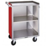 Lakeside 810LM 3 Shelf Medium Duty Stainless Steel Utility Cart with Enclosed Base and Light Maple Finish - 16 7/8 Lakeside 810LM 3 Shelf Medium Duty Stainless Steel Utility Cart with Enclosed Base and Light Maple Finish - 16 7/8