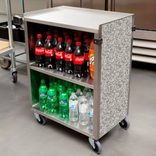 Lakeside 610GS 3 Shelf Standard Duty Stainless Steel Utility Cart with Enclosed Base and Gray Sand Finish - 16 1/2