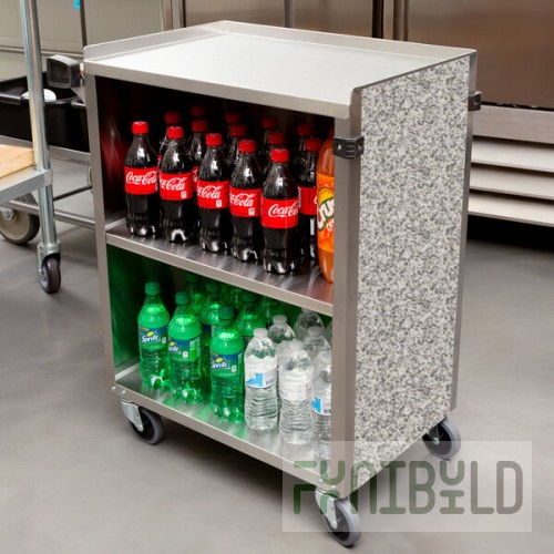 Lakeside 610GS 3 Shelf Standard Duty Stainless Steel Utility Cart with Enclosed Base and Gray Sand Finish - 16 1/2