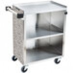 Lakeside 610GS 3 Shelf Standard Duty Stainless Steel Utility Cart with Enclosed Base and Gray Sand Finish - 16 1/2