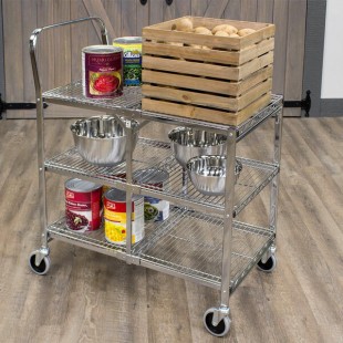 Luxor WSCC-3 3 Shelf Collapsible Wire Utility Cart
