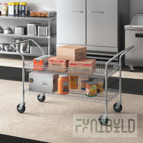 Regency Chrome One Shelf and One Basket Utility Cart - 24