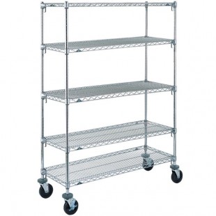 Metro 5A556BC Super Adjustable Chrome 5 Tier Mobile Shelving Unit with Rubber Casters - 24 Metro 5A556BC Super Adjustable Chrome 5 Tier Mobile Shelving Unit with Rubber Casters - 24