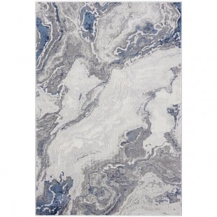 Abani Atlas Collection 4' x 6' Gray Contemporary Abstract Marble Area Rug