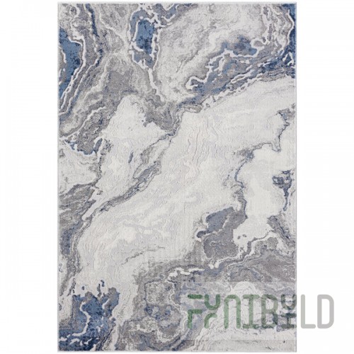 Abani Atlas Collection 4' x 6' Gray Contemporary Abstract Marble Area Rug