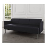 Lesro Luxe Lounge Series Patriot Plus Black Vinyl 3-Seat Sofa with Upholstered Arms and Steel Legs Lesro Luxe Lounge Series Patriot Plus Black Vinyl 3-Seat Sofa with Upholstered Arms and Steel Legs