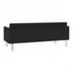 Lesro Luxe Lounge Series Patriot Plus Black Vinyl 3-Seat Sofa with Upholstered Arms and Steel Legs Lesro Luxe Lounge Series Patriot Plus Black Vinyl 3-Seat Sofa with Upholstered Arms and Steel Legs
