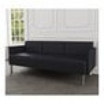 Lesro Luxe Lounge Series Patriot Plus Black Vinyl 3-Seat Sofa with Upholstered Arms and Steel Legs Lesro Luxe Lounge Series Patriot Plus Black Vinyl 3-Seat Sofa with Upholstered Arms and Steel Legs