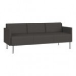 Lesro Luxe Lounge Series Patriot Plus Black Vinyl 3-Seat Sofa with Upholstered Arms and Steel Legs Lesro Luxe Lounge Series Patriot Plus Black Vinyl 3-Seat Sofa with Upholstered Arms and Steel Legs