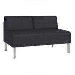 Lesro Luxe Lounge Series Patriot Plus Black Vinyl 3-Seat Sofa with Upholstered Arms and Steel Legs Lesro Luxe Lounge Series Patriot Plus Black Vinyl 3-Seat Sofa with Upholstered Arms and Steel Legs