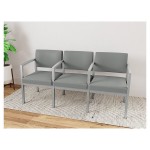 Lesro Lenox Steel Open House Asteroid Fabric 3-Seat Sofa with Center Arms