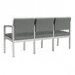 Lesro Lenox Steel Open House Asteroid Fabric 3-Seat Sofa with Center Arms