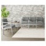 Lesro Lenox Steel Open House Asteroid Fabric 3-Seat Sofa with Center Arms