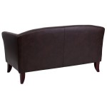 Flash Furniture 111-2-BN-GG Hercules Imperial Brown Leather Loveseat with Wooden Feet